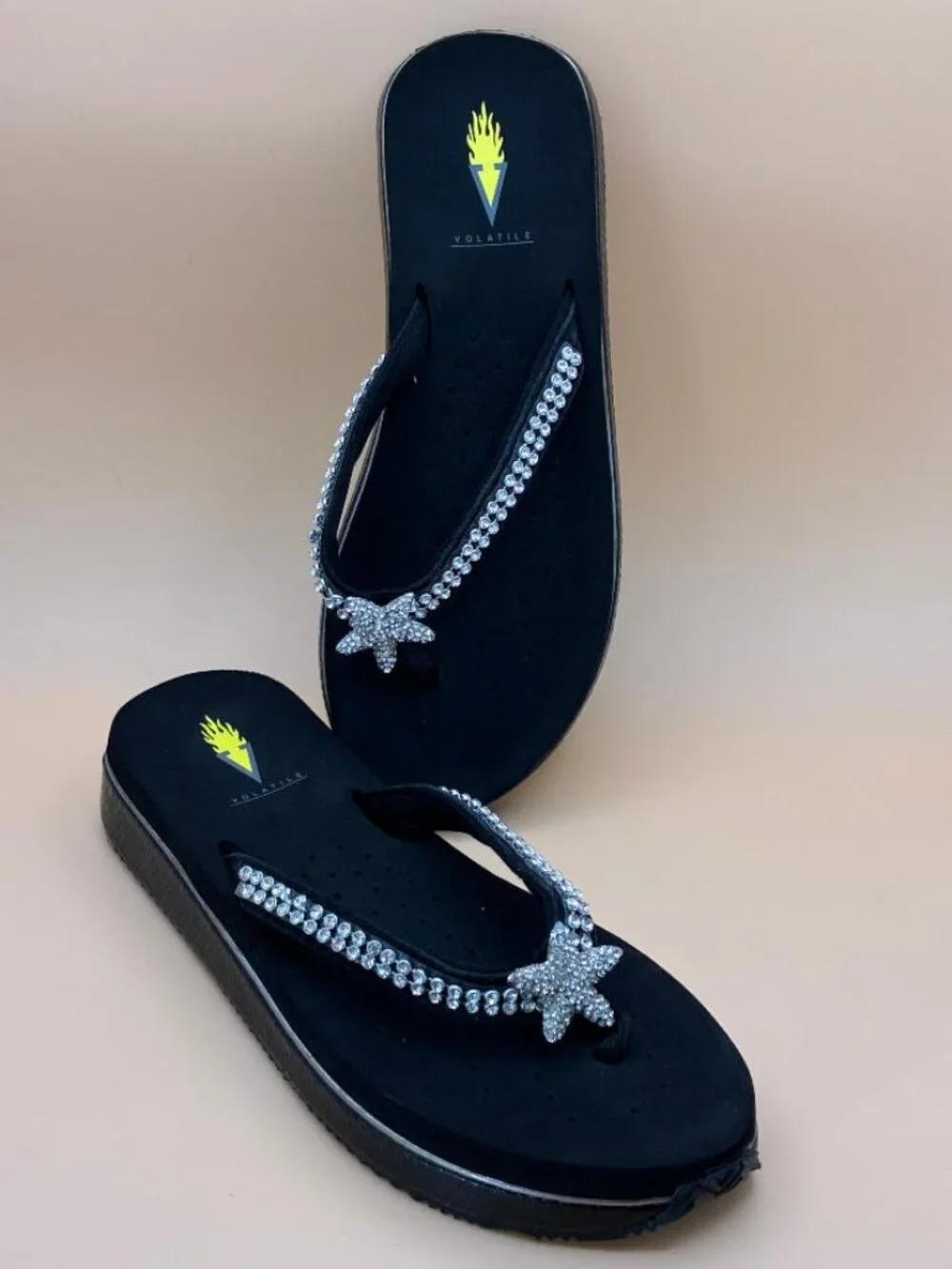 Volatile Women's Patricks Sea Shell Rhinestone Embellished Sandal Flip Flops 8M